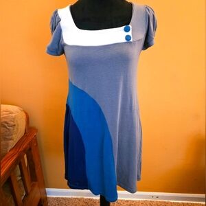 Monteau Blue and Gray Sweater Dress